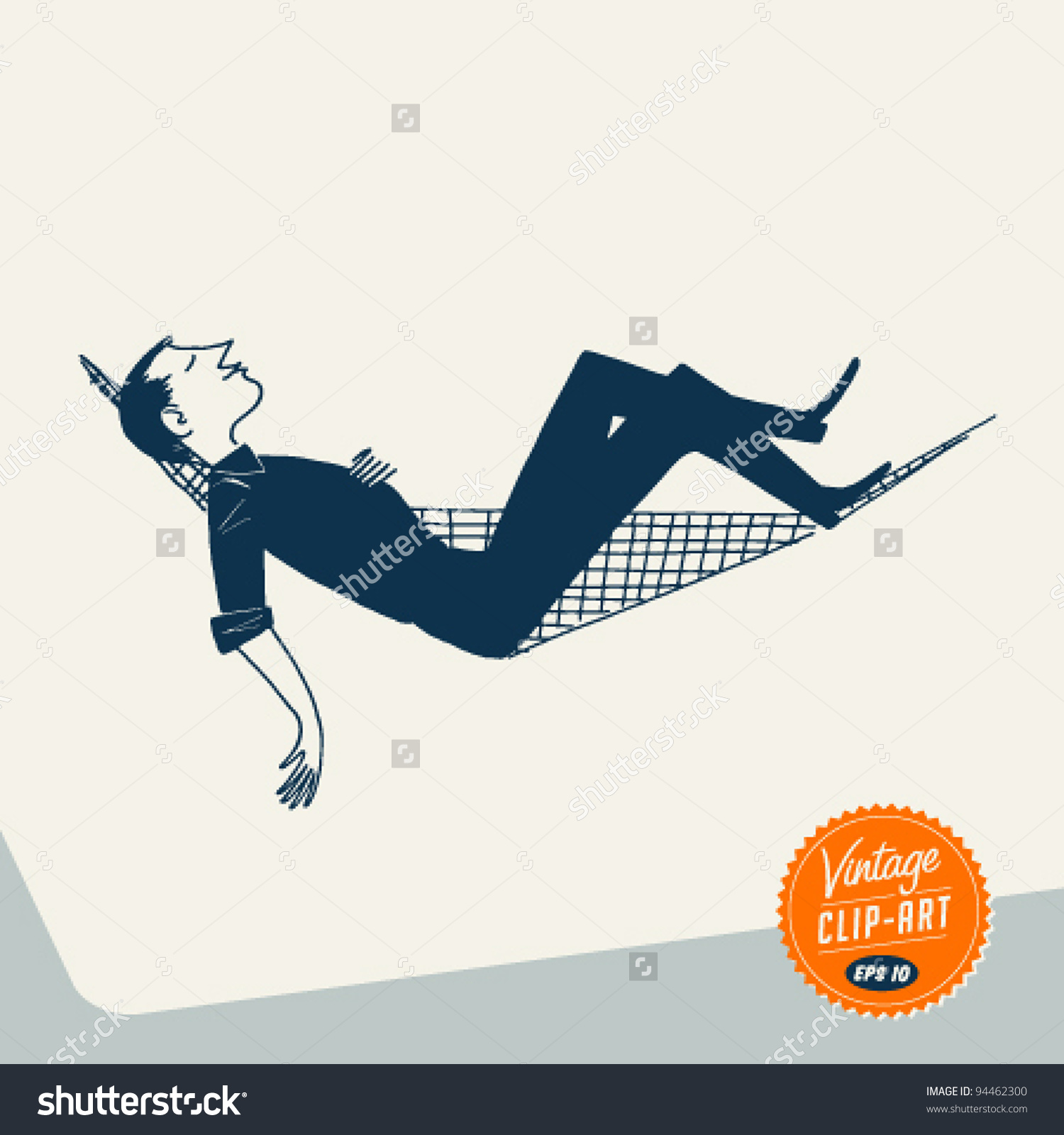 Vintage Clip Art Man Relaxing Hammock Stock Vector 94462300.