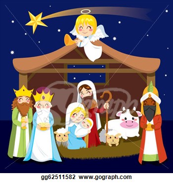 combo nativity digital clip. to jesus in christmas nativity.