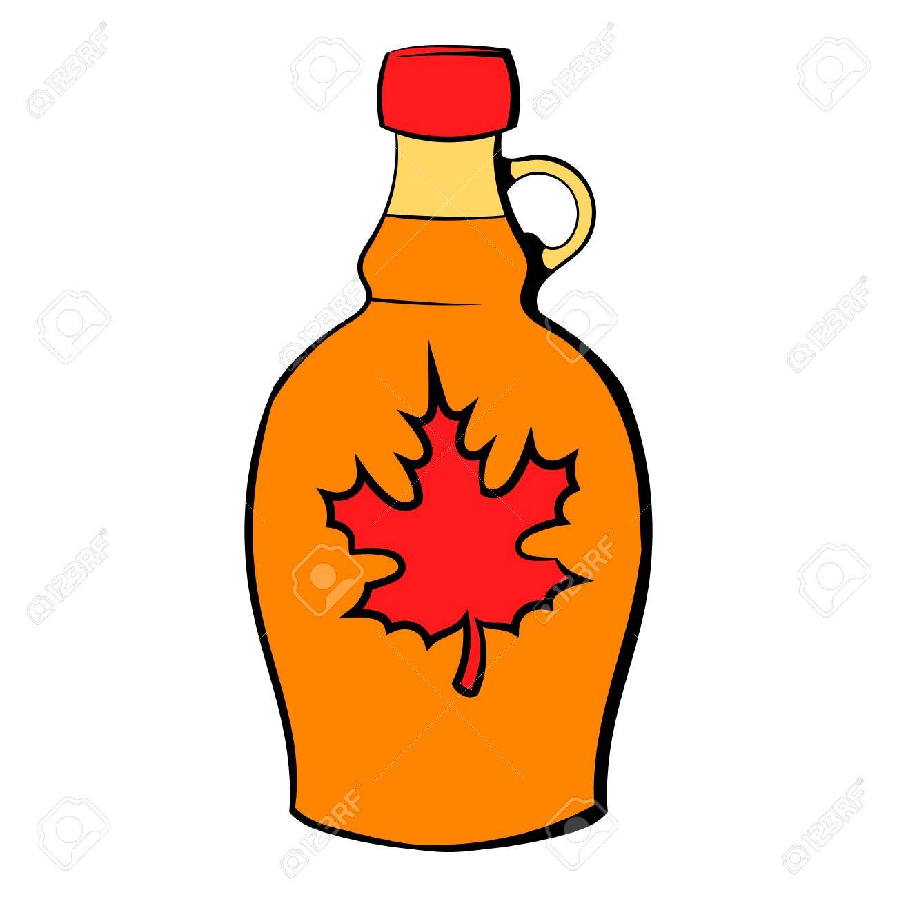 Bottle of maple syrup icon cartoon.