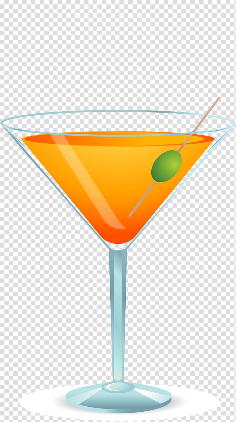 Martini glass with yellow liquid , Cocktail Martini Orange.