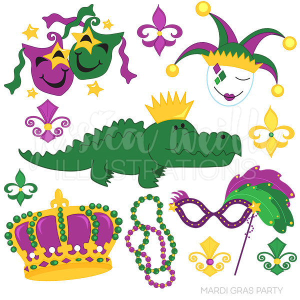 Mardi Gras Alligator Clipart.