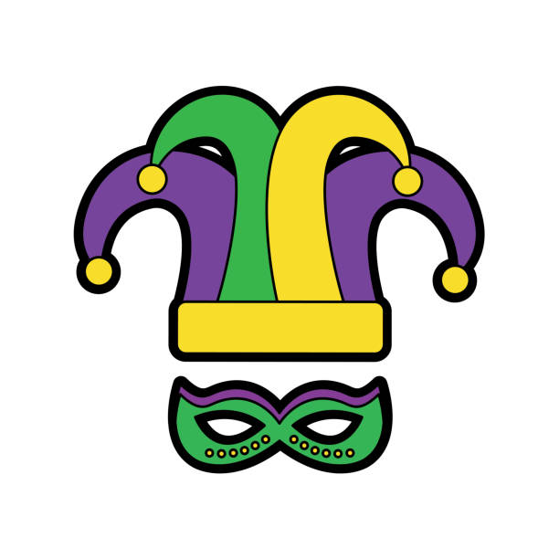 Mardi Gras Jester Hat Party Signboard Illustrations, Royalty.