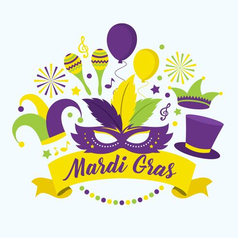 Mardi Gras Parade Vector Illustration.