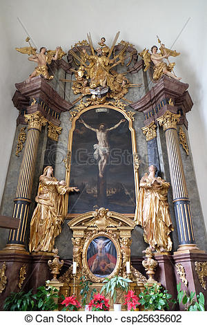 Stock Fotografie von heilig, altar, Kreuz, österreich, Kirche.