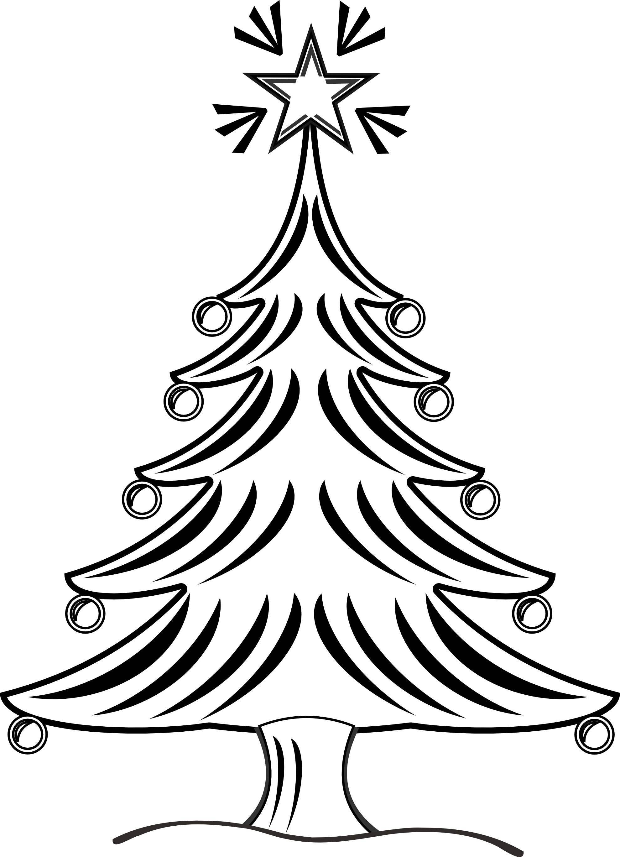 Black And White Xmas Tree Clipart.