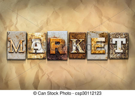 Clip Art of Market Concept Rusted Metal Type.