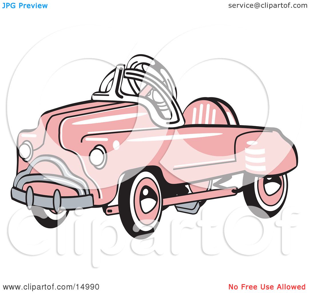 Pink Metal Pedal Convertible Toy Car Clipart Illustration by Andy.