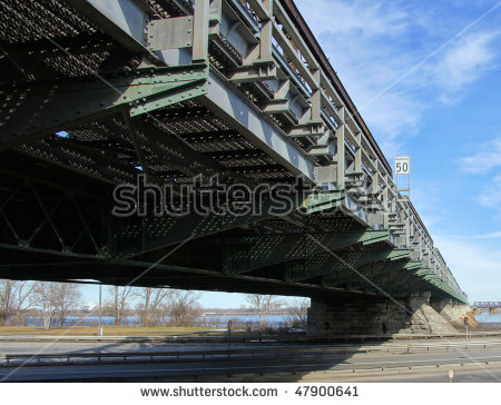 Metallic Bridge Structure Under The Highway Stock Photo 47900641.