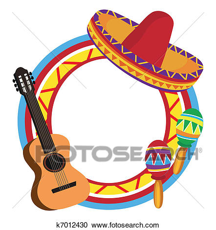 Frame with Mexican Symbols Clipart.