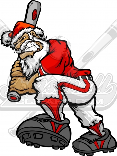 Christmas Santa Claus Baseball Vector Clipart Image.