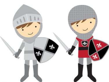 Medieval knight and castle clipart.