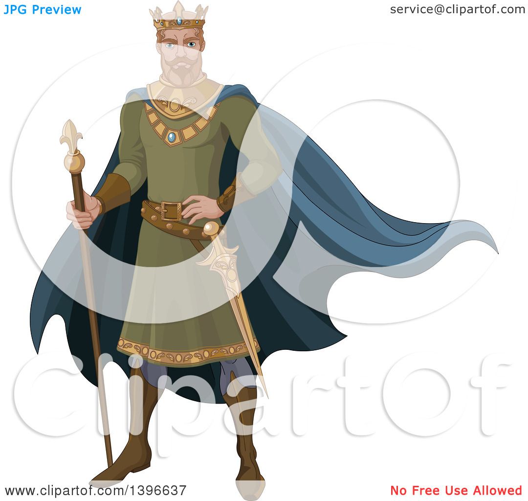 Clipart of a Fairy Tale Medieval Blond Caucasian King.