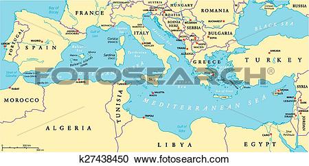 Clipart of Mediterranean Sea Region Political k27438450.