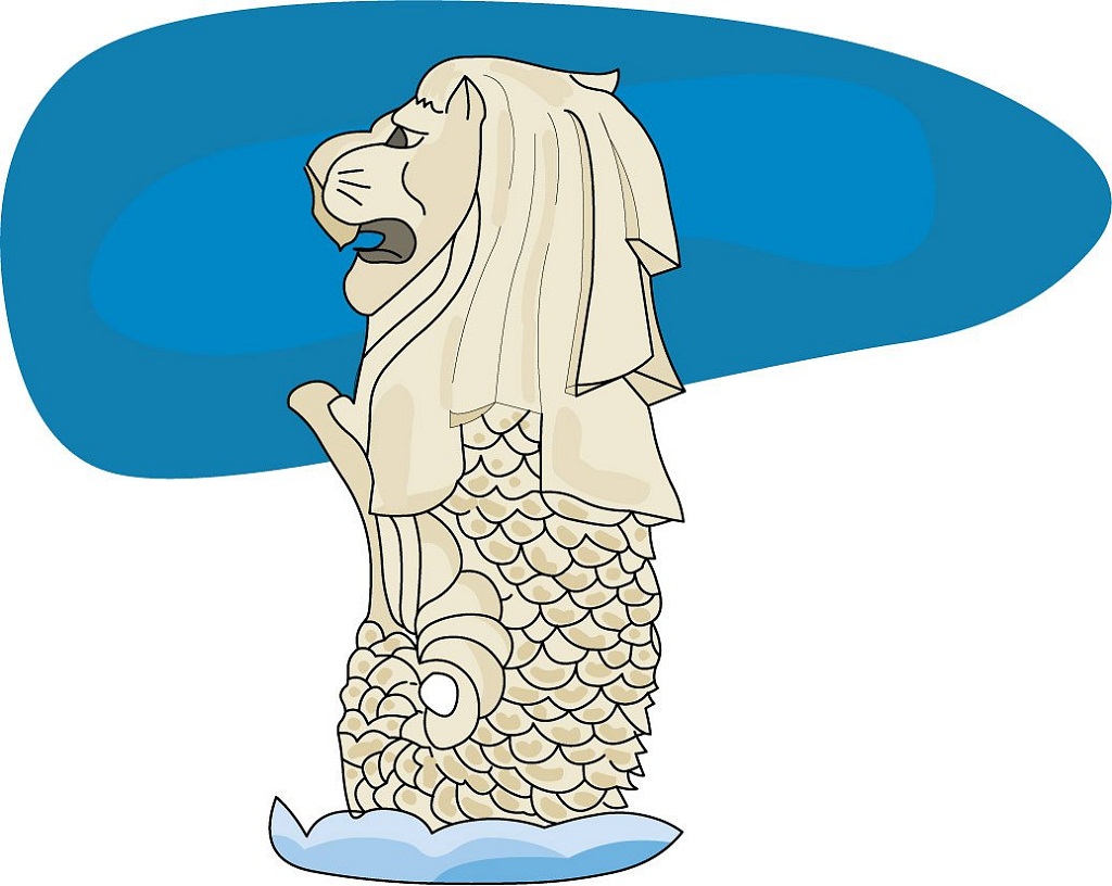 Merlion Singapore Clipart.