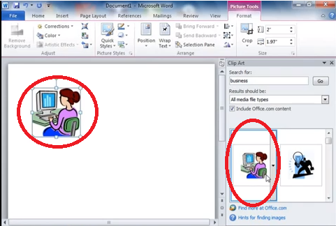 USING CLIP ART IN MICROSOFT WORD 2010.