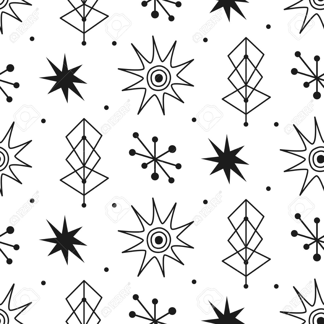 Mid century modern seamless pattern..