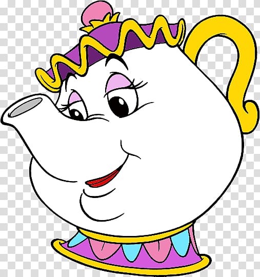 White teapot cartoon, Mrs. Potts Beauty and the Beast Belle.