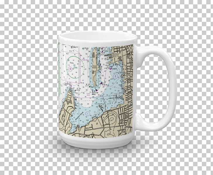 Coffee cup Mug Nautical chart Ceramic Porcelain, 3 Mug.