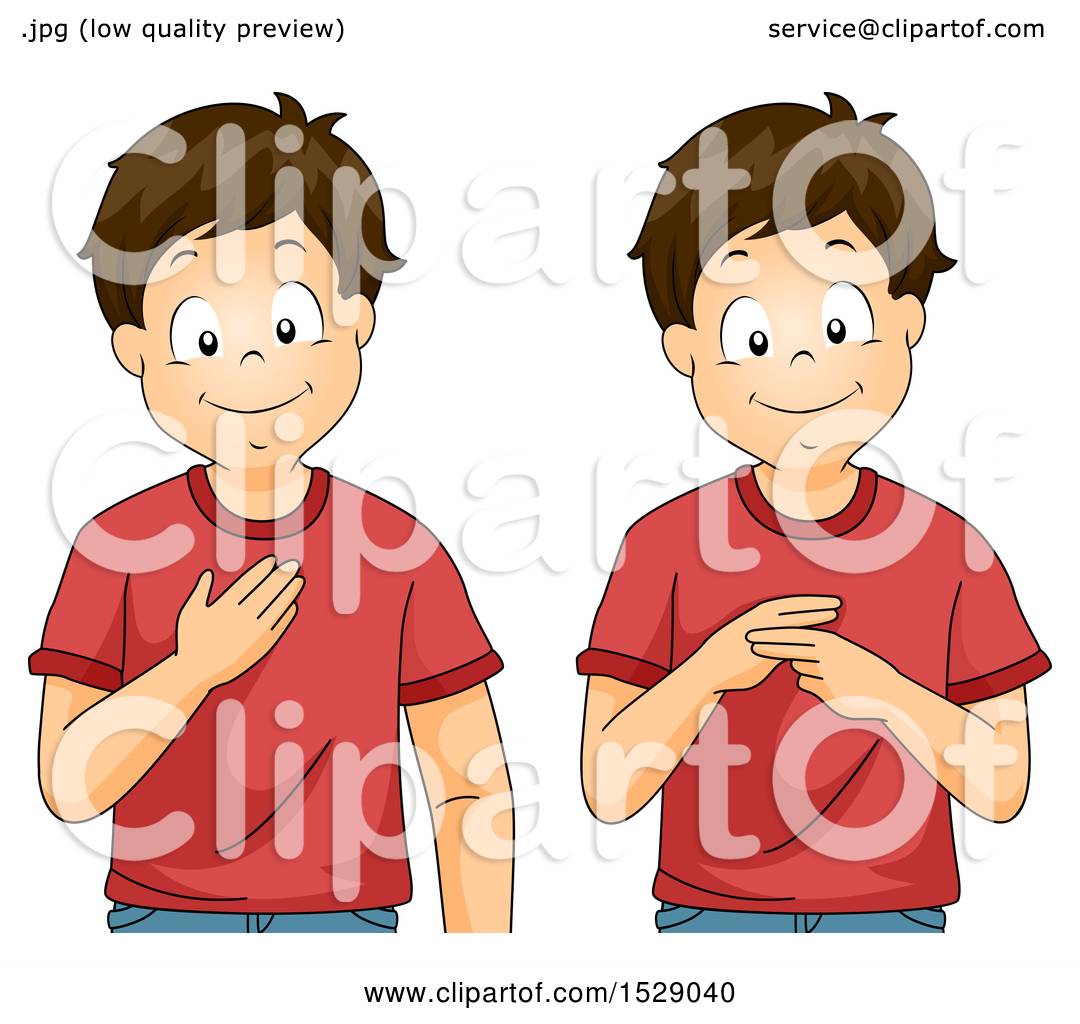 Clipart of a Boy Saying My Name in Sign Language.