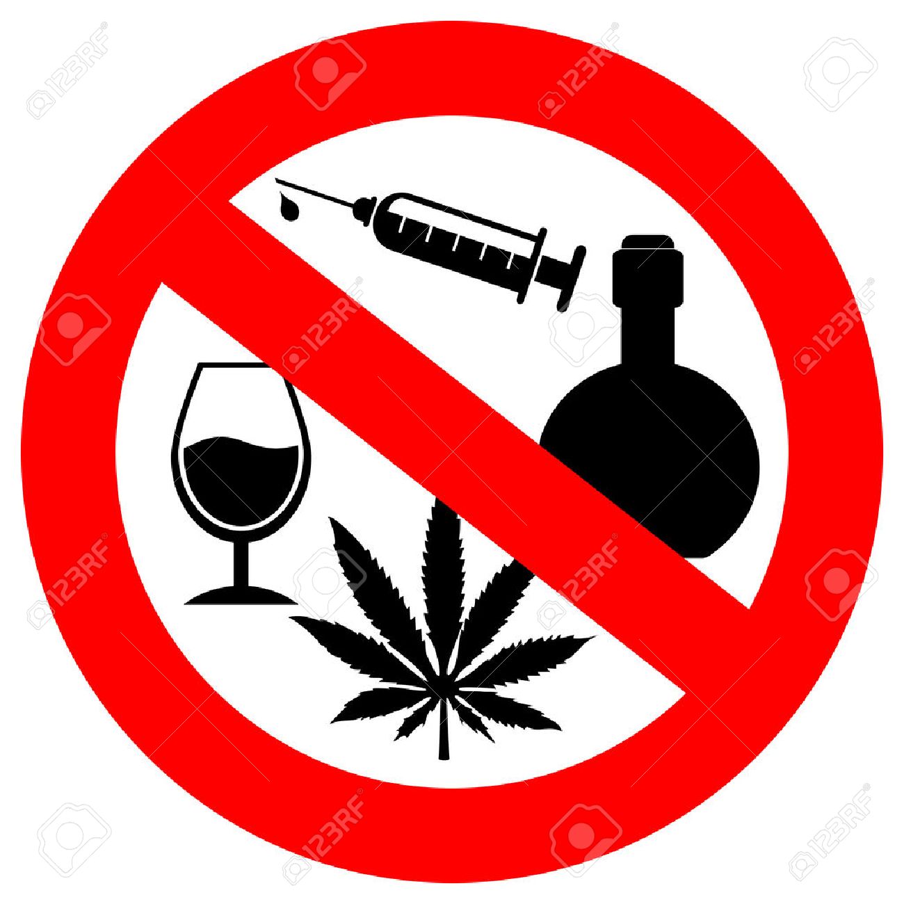 No alcohol and drugs sign.