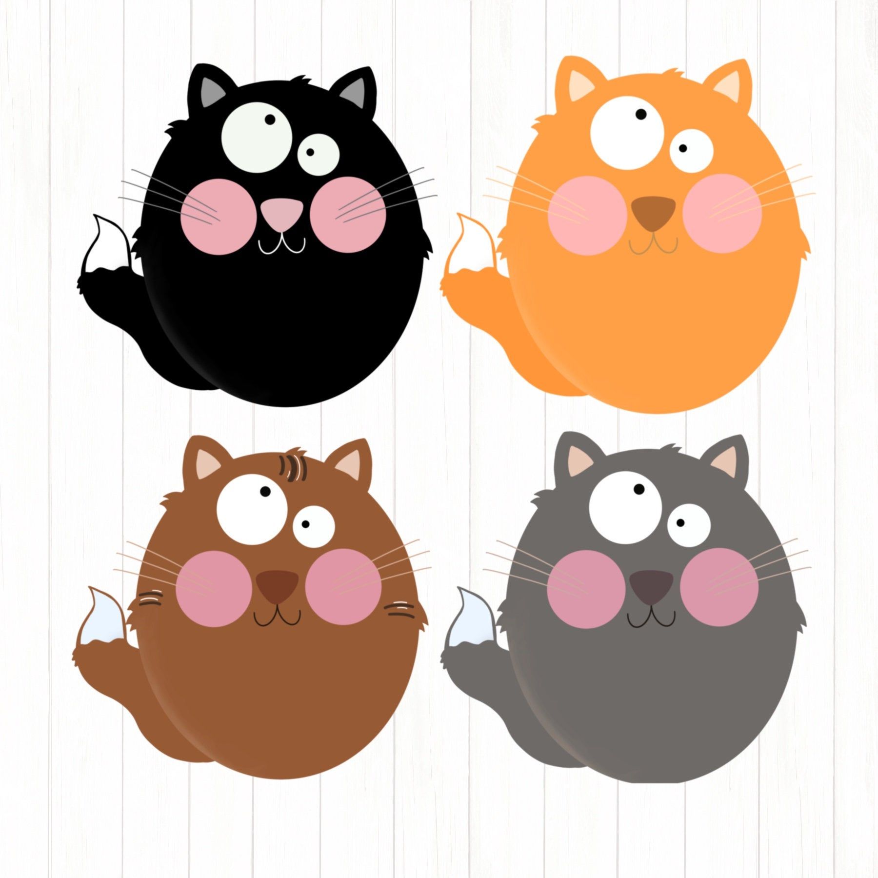 Crazy Cats Clipart, Funny Cats, Cats Clipart, Clip art, Cute.