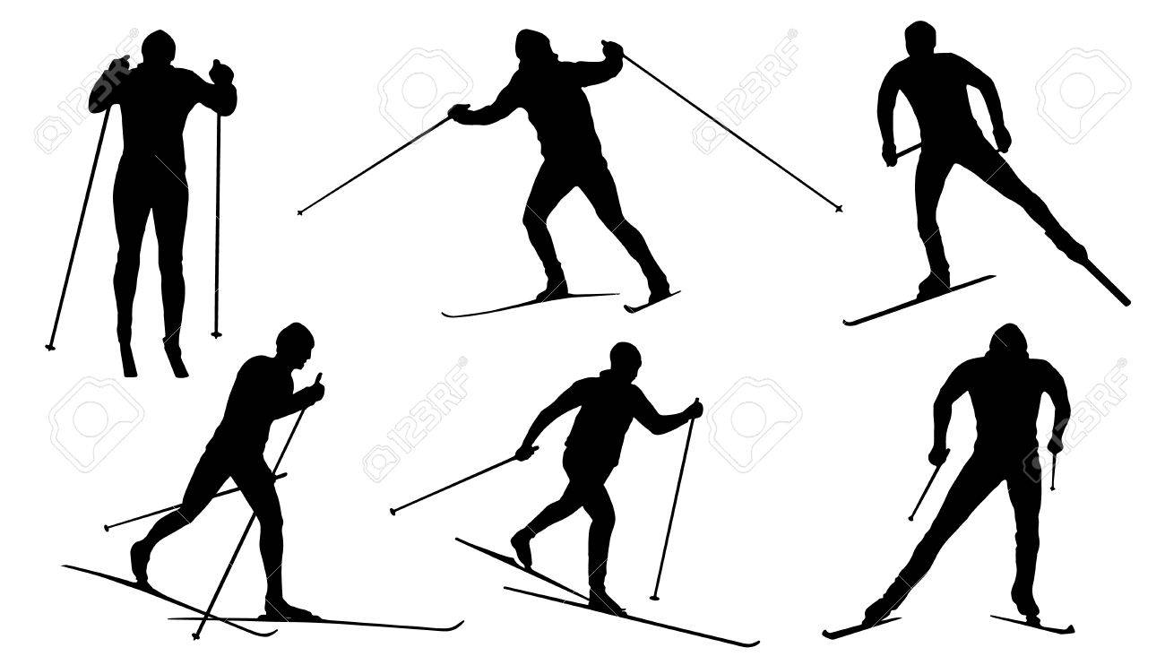 Cross Country Skiing Silhouette.