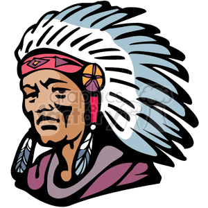 Native American Navajo chief clipart. Royalty.