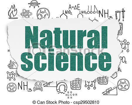 Clipart of Science concept: Natural Science on Torn Paper.