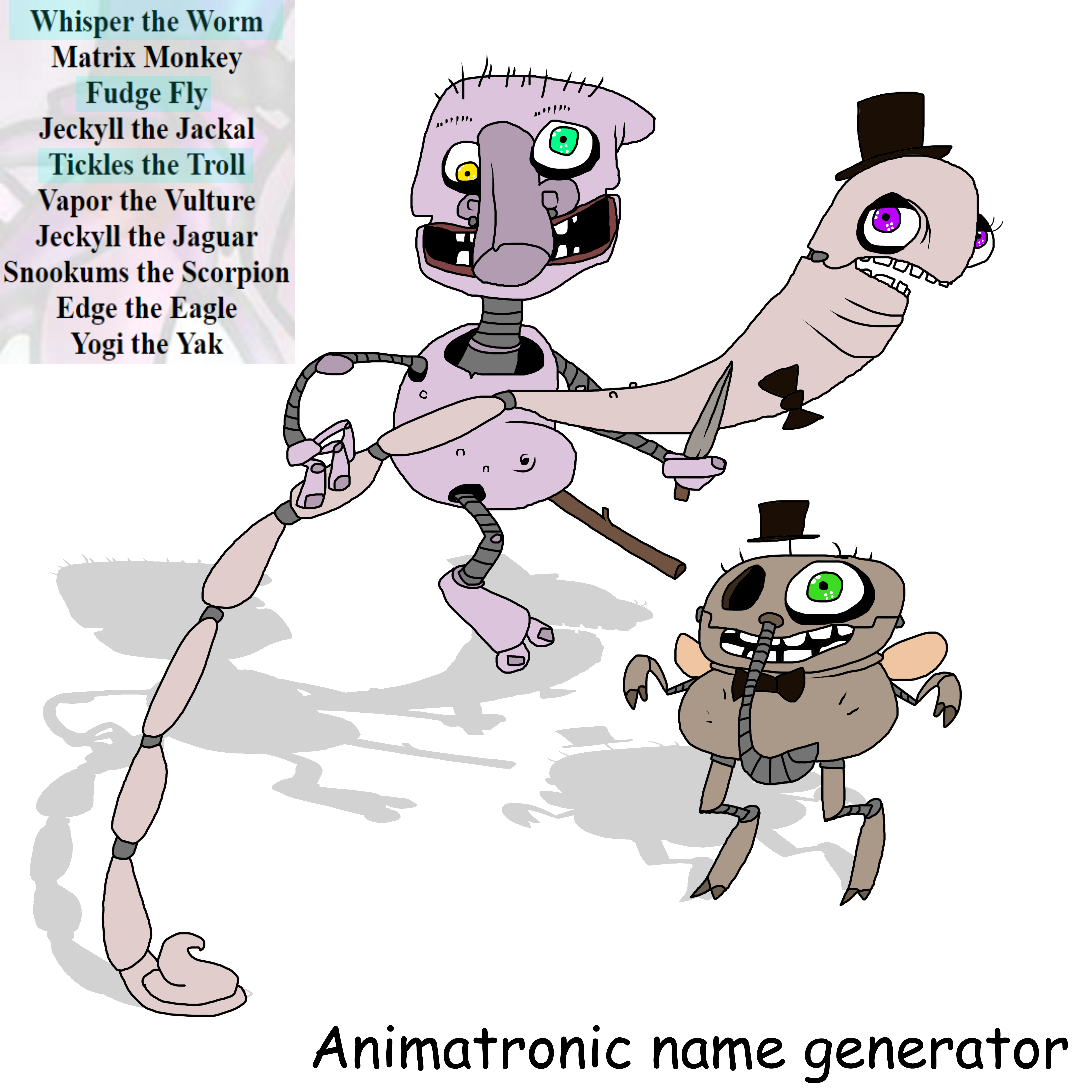 My FNAF OCS!! (Name generator) by KozaBanana on DeviantArt.