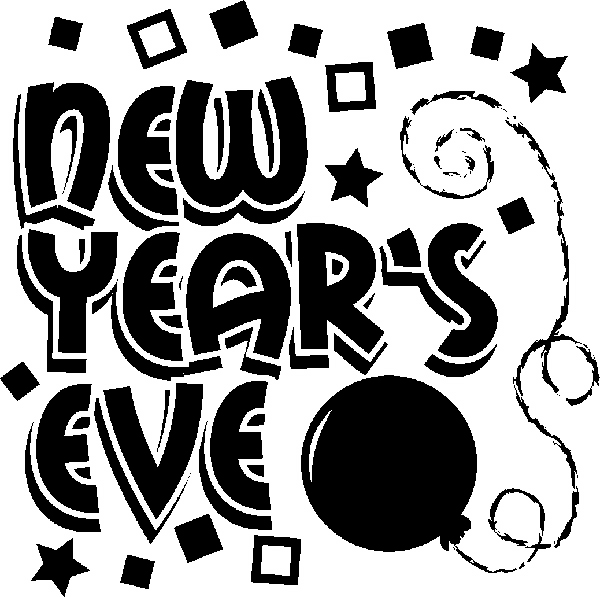 New Year's Eve Black And White Clipart.