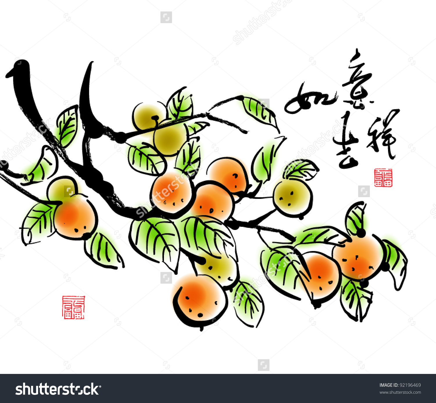 Vector Chinese New Year Ink Painting Stock Vector 92196469.