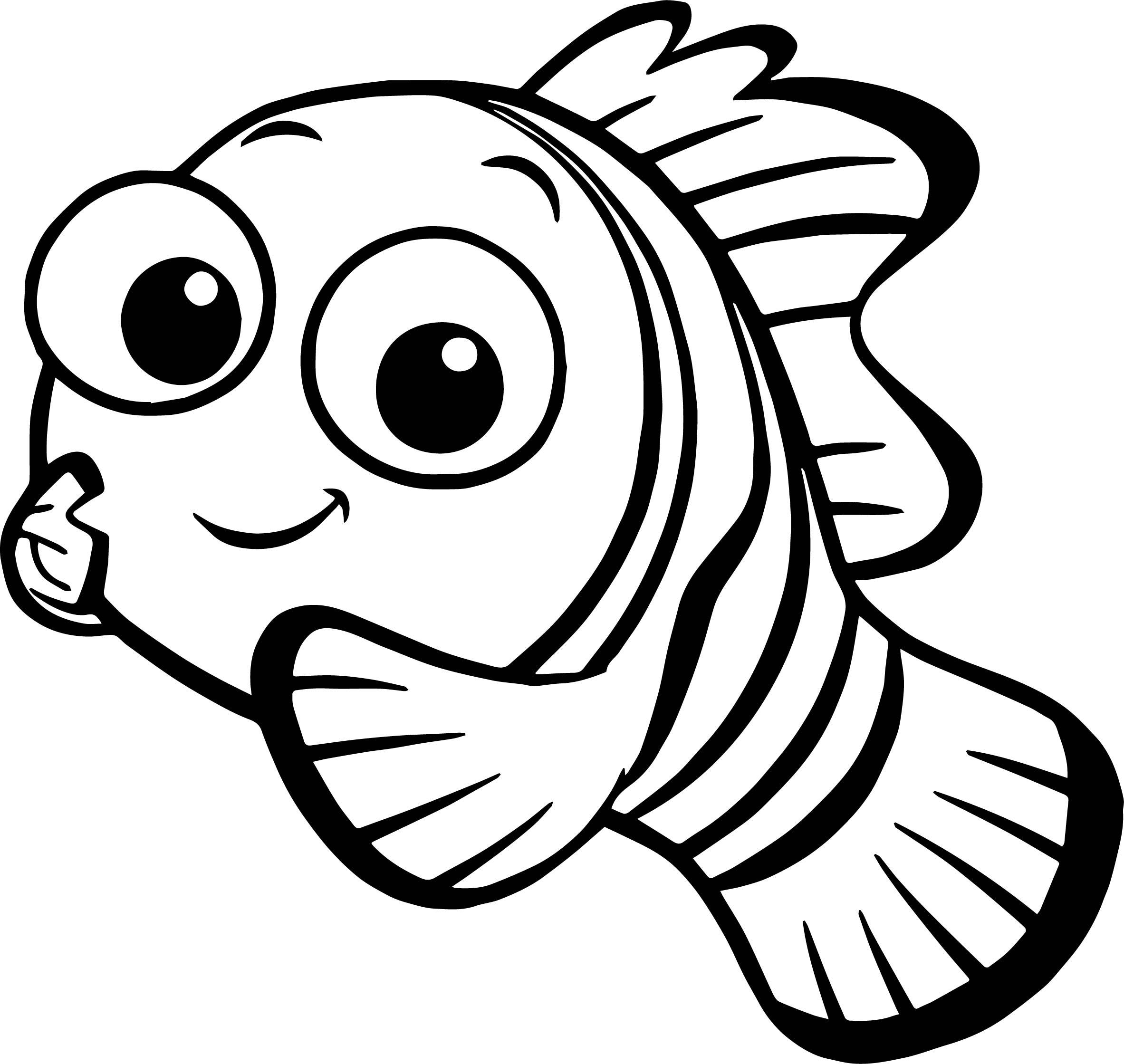 Disney Finding Nemo Fish Black And White Clipart.