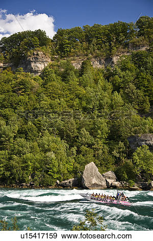 Stock Photograph of Whirlpool Jet Boat tour on Niagara River in.