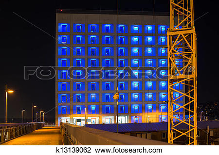 Stock Photo of Construction site of Stuttgart 21 at night.