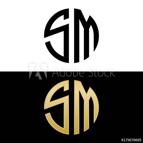 sm initial logo circle shape vector black and gold.