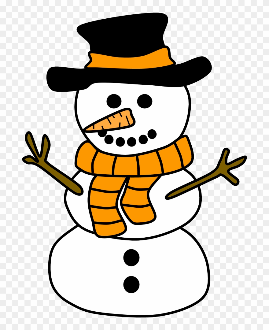 Snowman, Hat, Scarf, Orange,.