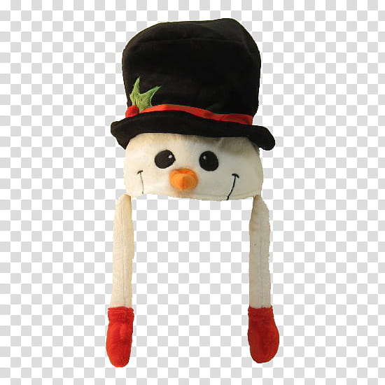 Christmas, white and black snowman hat transparent.