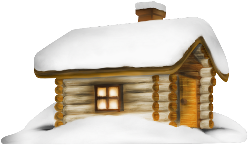 Transparent Winter House with Snow PNG Clipart.