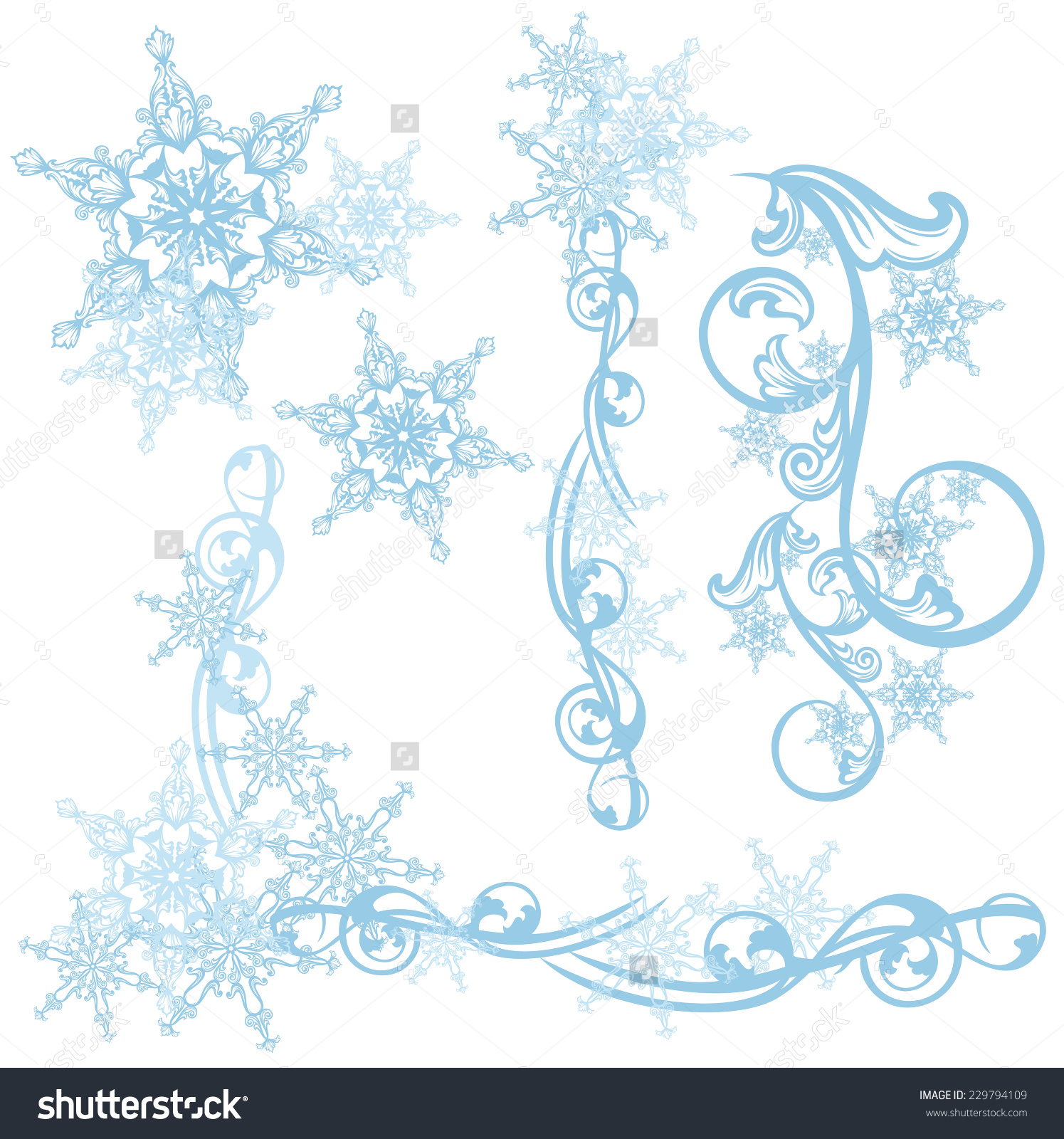 Snowflakes Decorative Vector Design Elements.