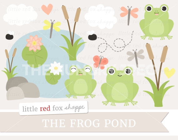 Frog Pond Clipart by Little Red Fox Shoppe.