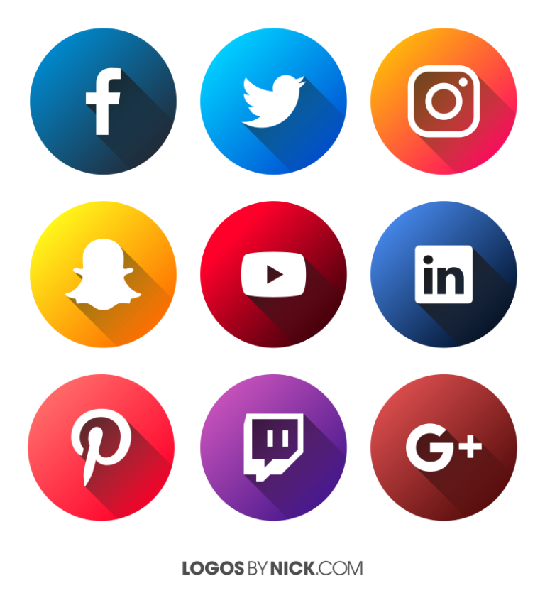 Social media logos for 2018 in 2019.