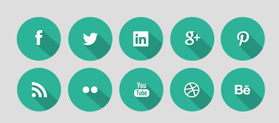 This free set of flat social media icons comes with 10 icons.