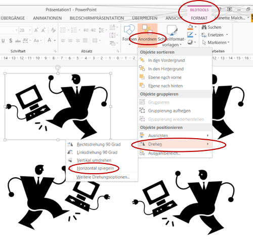 PowerPoint: Objekt spiegeln.