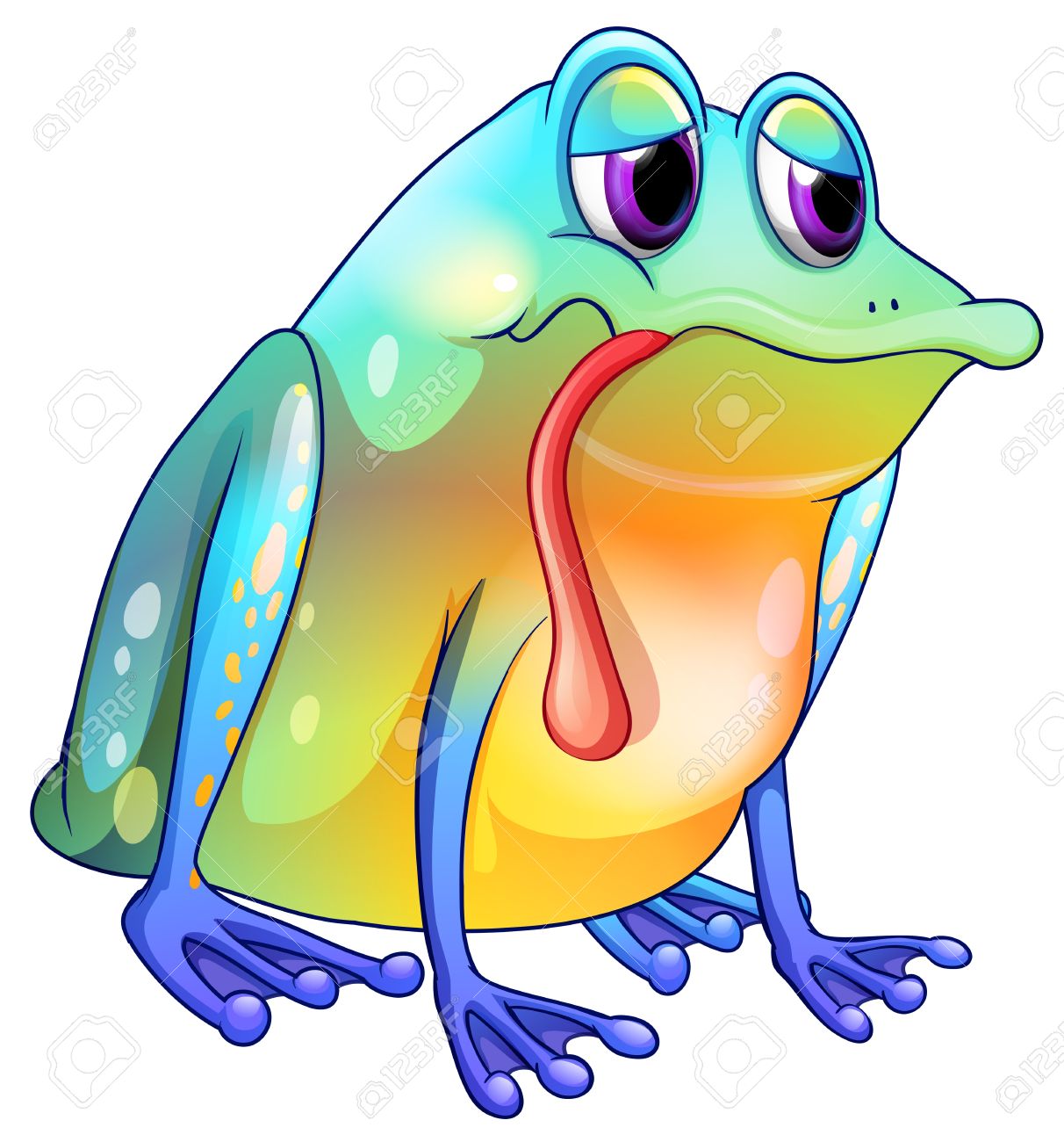 Illustration Of A Colorful Sad Frog On A White Background Royalty.