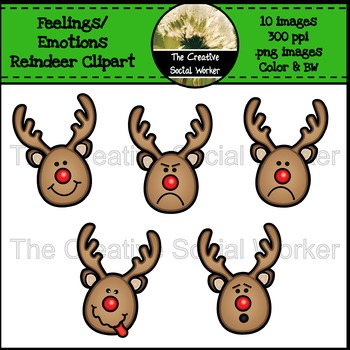 Christmas Feelings / Emotions Reindeer Clipart.