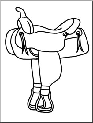 Clip Art: Western Theme: Saddle B&W I abcteach.com.