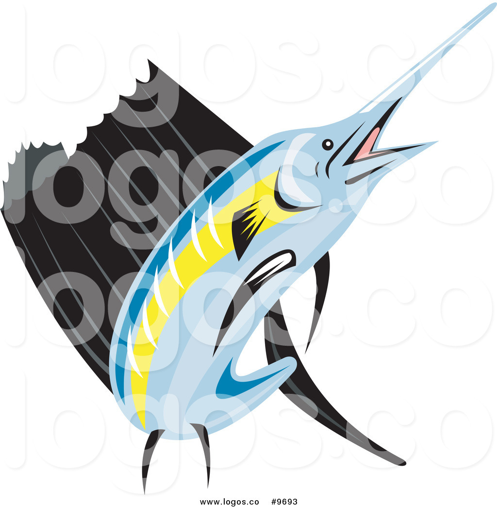 Royalty Free Clip Art Vector Retro Sailfish Logo by.