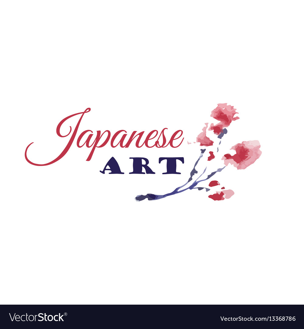 Japanese logo template with blossoming sakura.