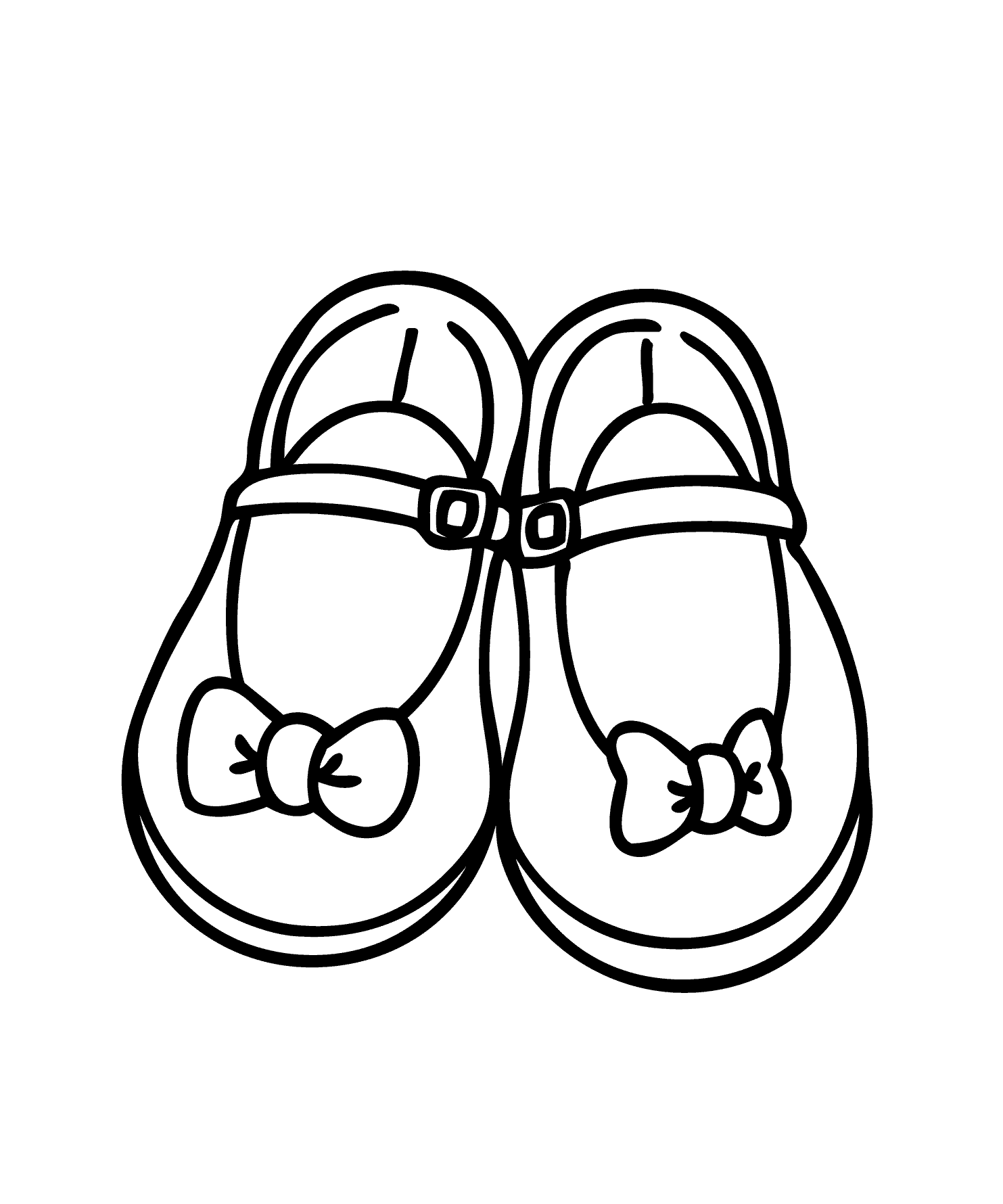 Pretty girls shoes with bows coloring page, printable free.