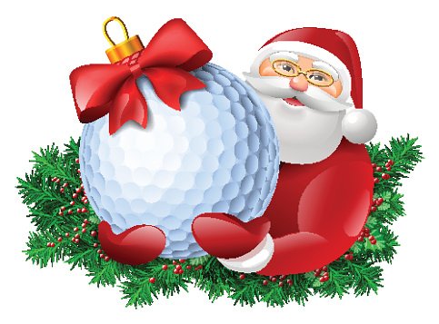 Santa with golf ball Clipart Image.